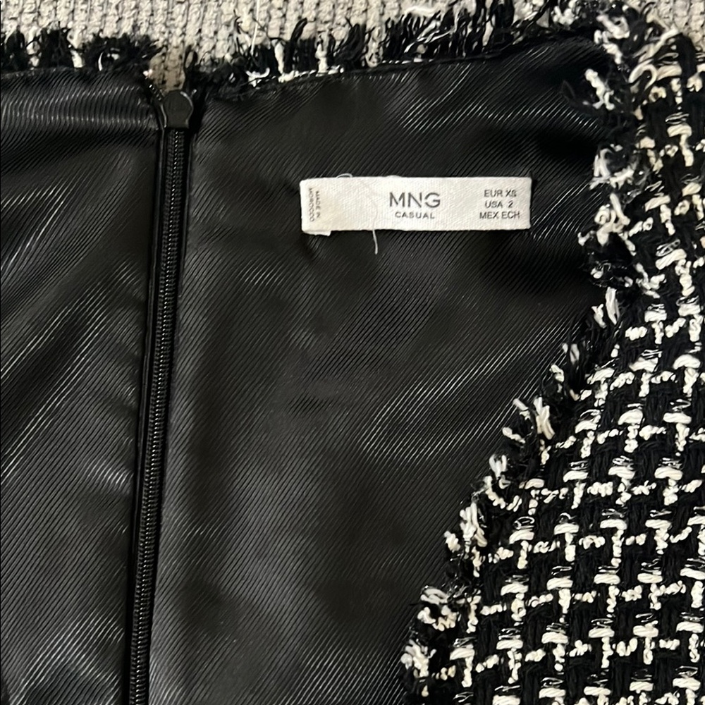 Mango Black and White Sheath V-Neck Mini Dress - Picture 3 of 7